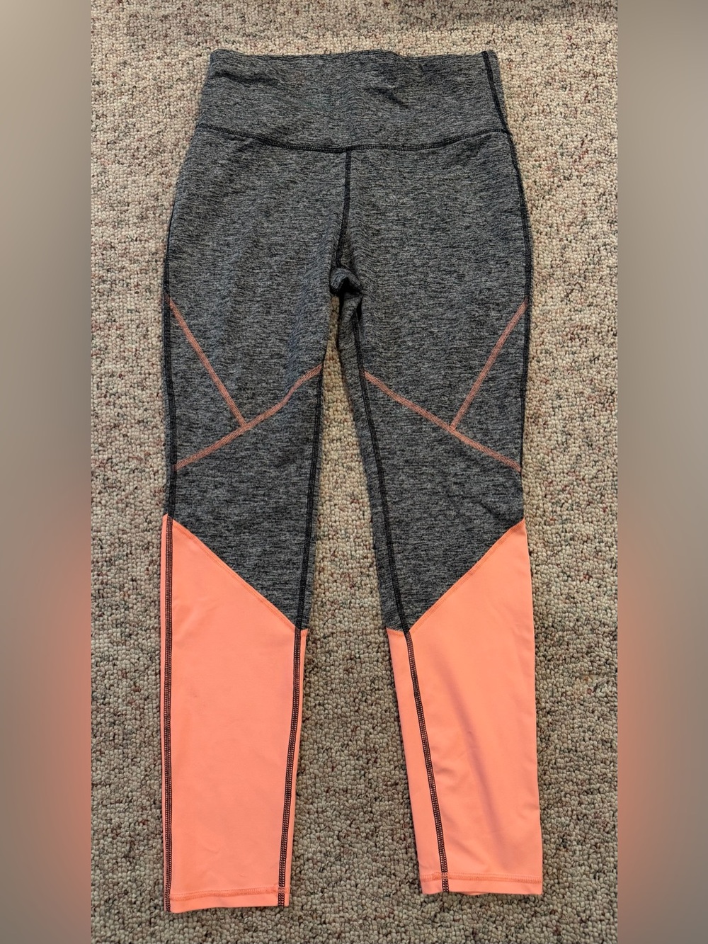 Xersion Gray and Peach Colorblock Leggings